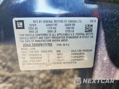 Zdjęcie 13 z 13 samochodu: 2015 GMC TERRAIN SLT VIN:2GKALSEKXF6171750 - miniatura