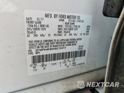 Zdjęcie 13 z 13 samochodu: 2017 FORD EDGE TITANIUM VIN:2FMPK4K90HBC10373 - miniatura
