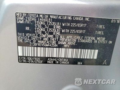 Zdjęcie 13 z 13 samochodu: 2016 TOYOTA RAV4 LE VIN:2T3BFREV5GW442584 - miniatura