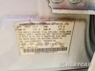 Zdjęcie 12 z 12 samochodu: 2008 NISSAN ALTIMA 2.5 VIN:1N4AL21E88N420675 - miniatura