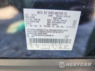 Zdjęcie 13 z 13 samochodu: 2016 FORD EXPLORER XLT VIN:1FM5K8D87GGB00673 - miniatura