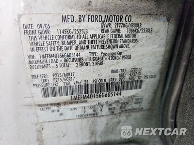 Zdjęcie 12 z 12 samochodu: 2006 MERCURY MONTEGO LUXURY VIN:1MEFM40156G605144 - miniatura