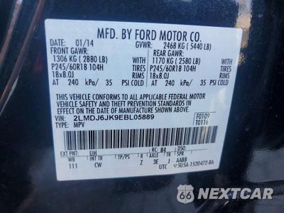 Zdjęcie 14 z 14 samochodu: 2014 LINCOLN MKX VIN:2LMDJ6JK9EBL05889 - miniatura