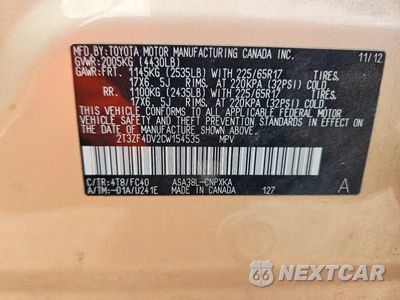 Zdjęcie 13 z 13 samochodu: 2012 TOYOTA RAV4 BASE VIN:2T3ZF4DV2CW154535 - miniatura