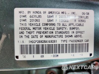 Zdjęcie 13 z 13 samochodu: 2008 HONDA ACCORD EXL VIN:1HGCP26828A149261 - miniatura