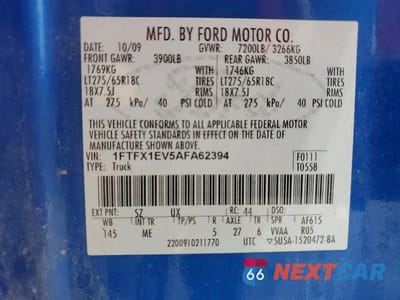Zdjęcie 12 z 12 samochodu: 2010 FORD F150 SUPER CAB VIN:1FTFX1EV5AFA62394 - miniatura