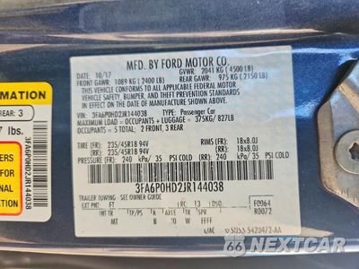 Zdjęcie 12 z 12 samochodu: 2018 FORD FUSION SE VIN:3FA6P0HD2JR144038 - miniatura