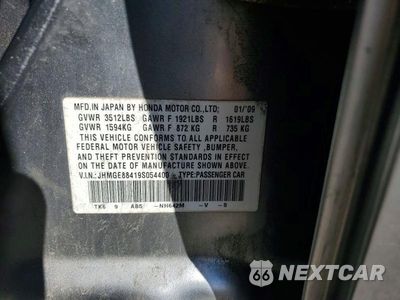 Zdjęcie 12 z 12 samochodu: 2009 HONDA FIT SPORT VIN:JHMGE88419S054400 - miniatura