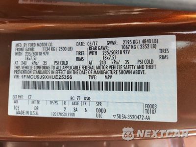 Zdjęcie 13 z 13 samochodu: 2017 FORD ESCAPE TITANIUM VIN:1FMCU9J9XHUE25356 - miniatura