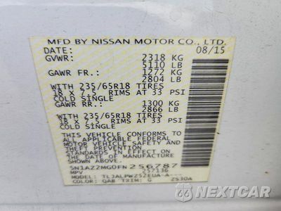 Zdjęcie 12 z 12 samochodu: 2015 NISSAN MURANO S VIN:5N1AZ2MG0FN256787 - miniatura