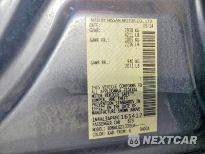 Zdjęcie 12 z 12 samochodu: 2015 NISSAN ALTIMA 2.5 S VIN:1N4AL3AP4FC165412 - miniatura