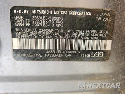 Zdjęcie 12 z 12 samochodu: 2016 MITSUBISHI LANCER ES VIN:JA32U2FUXGU008076 - miniatura