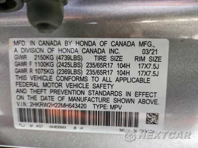 Zdjęcie 13 z 13 samochodu: 2021 HONDA CR-V LX VIN:2HKRW2H22MH643420 - miniatura