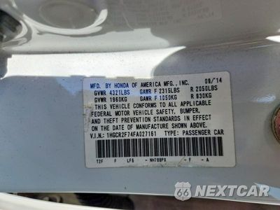 Zdjęcie 12 z 12 samochodu: 2015 HONDA ACCORD EX VIN:1HGCR2F74FA027161 - miniatura