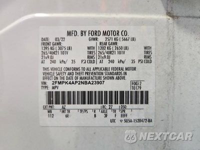 Zdjęcie 13 z 13 samochodu: 2022 FORD EDGE ST VIN:2FMPK4AP2NBA23907 - miniatura