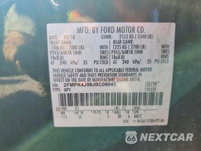 Zdjęcie 12 z 12 samochodu: 2018 FORD EDGE SEL VIN:2FMPK4J98JBC09043 - miniatura