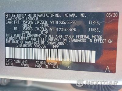 Zdjęcie 14 z 14 samochodu: 2020 TOYOTA HIGHLANDER HYBRID PLATINUM VIN:5TDEBRCH5LS005086 - miniatura