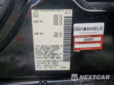 Zdjęcie 12 z 12 samochodu: 2022 NISSAN ALTIMA S VIN:1N4BL4BVXNN396115 - miniatura