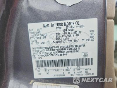 Zdjęcie 13 z 13 samochodu: 2011 FORD ESCAPE XLT VIN:1FMCU0D78BKB48540 - miniatura
