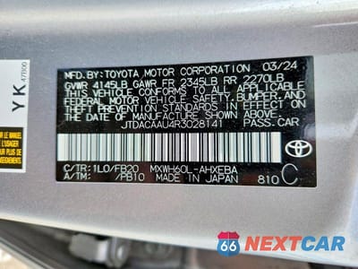 Zdjęcie 13 z 13 samochodu: 2024 TOYOTA PRIUS LE VIN:JTDACAAU4R3028141 - miniatura