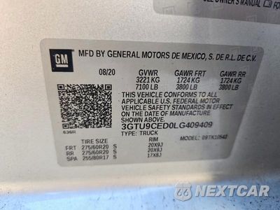 Zdjęcie 12 z 12 samochodu: 2020 GMC SIERRA K1500 ELEVATION VIN:3GTU9CED0LG409409 - miniatura