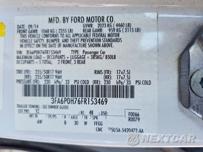 Zdjęcie 12 z 12 samochodu: 2015 FORD FUSION SE VIN:3FA6P0H76FR153469 - miniatura