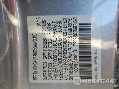 Zdjęcie 12 z 12 samochodu: 2018 HONDA ACCORD TOURING VIN:1HGCV1F91JA091108 - miniatura