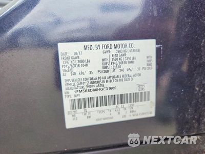 Zdjęcie 13 z 13 samochodu: 2017 FORD EXPLORER XLT VIN:1FM5K8D80HGE31600 - miniatura