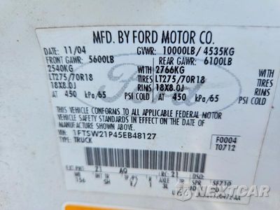 Zdjęcie 12 z 12 samochodu: 2005 FORD F250 SUPER DUTY VIN:1FTSW21P45EB48127 - miniatura