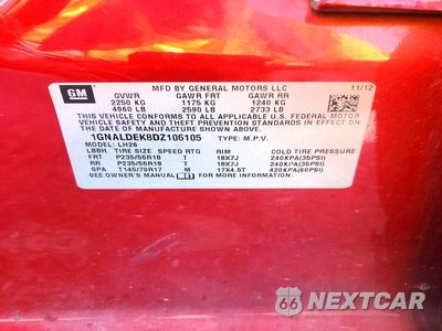 Zdjęcie 13 z 13 samochodu: 2013 CHEVROLET EQUINOX LT VIN:1GNALDEK8DZ106105 - miniatura