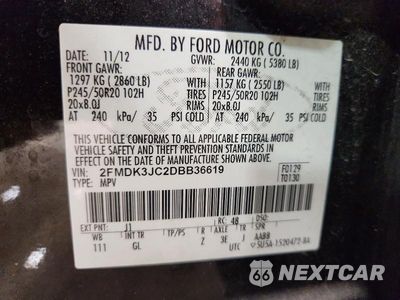 Zdjęcie 12 z 12 samochodu: 2013 FORD EDGE SEL VIN:2FMDK3JC2DBB36619 - miniatura