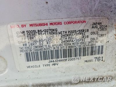 Zdjęcie 13 z 13 samochodu: 2015 MITSUBISHI OUTLANDER GT VIN:JA4JZ4AX9FZ005757 - miniatura