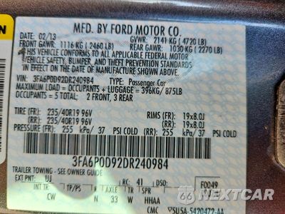 Zdjęcie 12 z 12 samochodu: 2013 FORD FUSION TITANIUM VIN:3FA6P0D92DR240984 - miniatura