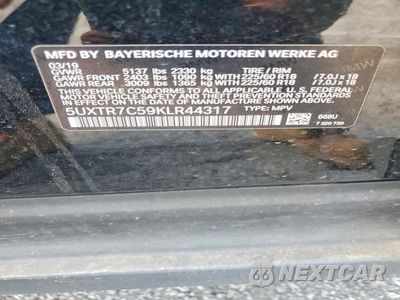 Zdjęcie 12 z 12 samochodu: 2019 BMW X3 SDRIVE30I VIN:5UXTR7C59KLR44317 - miniatura
