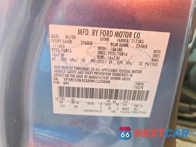 Zdjęcie 13 z 13 samochodu: 2009 FORD ESCAPE XLT VIN:1FMCU93G29KC25886 - miniatura