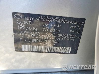 Zdjęcie 12 z 12 samochodu: 2019 HYUNDAI SONATA SE VIN:5NPE24AF7KH818020 - miniatura
