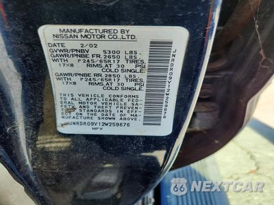 Zdjęcie 13 z 13 samochodu: 2002 INFINITI QX4 BASE VIN:JNRDR09Y12W259676 - miniatura