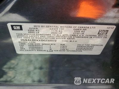 Zdjęcie 12 z 12 samochodu: 2013 CHEVROLET EQUINOX LT VIN:2GNALDEKXD6239072 - miniatura