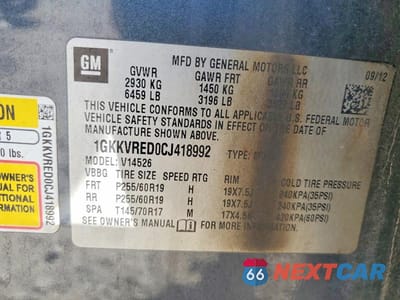 Zdjęcie 13 z 13 samochodu: 2012 GMC ACADIA SLT-1 VIN:1GKKVRED0CJ418992 - miniatura