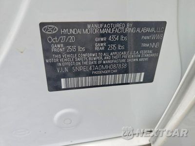 Zdjęcie 12 z 12 samochodu: 2021 HYUNDAI SONATA SEL VIN:5NPEL4JA0MH087838 - miniatura