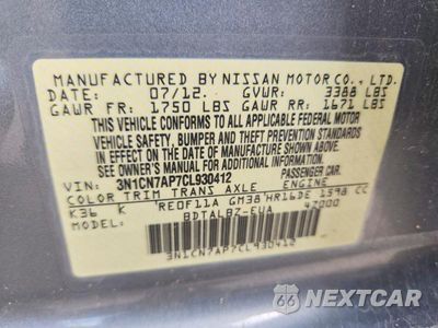 Zdjęcie 13 z 13 samochodu: 2012 NISSAN VERSA 1.6 S VIN:3N1CN7AP7CL930412 - miniatura