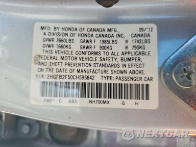 Zdjęcie 12 z 12 samochodu: 2012 HONDA CIVIC LX VIN:2HGFB2F50CH595842 - miniatura
