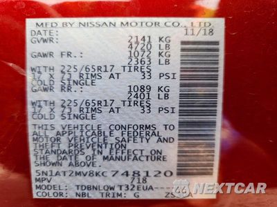 Zdjęcie 13 z 13 samochodu: 2019 NISSAN ROGUE SV VIN:5N1AT2MV8KC748120 - miniatura