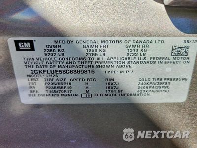 Zdjęcie 13 z 13 samochodu: 2012 GMC TERRAIN SLT VIN:2GKFLUE58C6369816 - miniatura