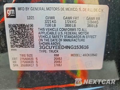 Zdjęcie 12 z 12 samochodu: 2022 CHEVROLET SILVERADO LTD K1500 RST VIN:3GCUYEED4NG153616 - miniatura