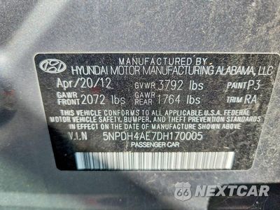 Zdjęcie 12 z 12 samochodu: 2013 HYUNDAI ELANTRA GLS VIN:5NPDH4AE7DH170005 - miniatura