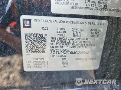 Zdjęcie 12 z 12 samochodu: 2021 GMC SIERRA K1500 SLT VIN:3GTU9DET6MG209942 - miniatura