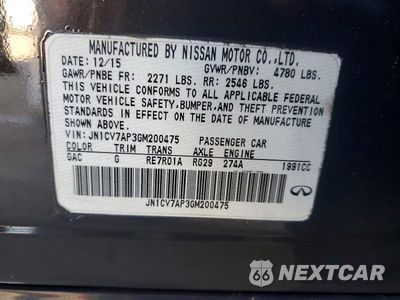 Zdjęcie 12 z 12 samochodu: 2016 INFINITI Q50 2.0T PREMIUM VIN:JN1CV7AP3GM200475 - miniatura