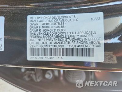 Zdjęcie 12 z 12 samochodu: 2022 HONDA ACCORD SPORT SE VIN:1HGCV1F47NA089020 - miniatura