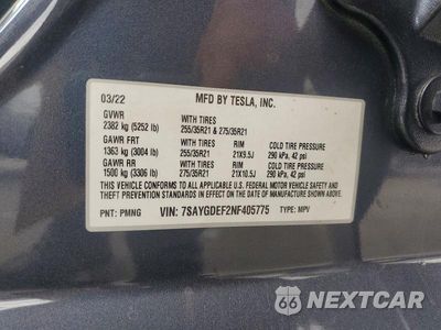 Zdjęcie 12 z 12 samochodu: 2022 TESLA MODEL Y VIN:7SAYGDEF2NF405775 - miniatura